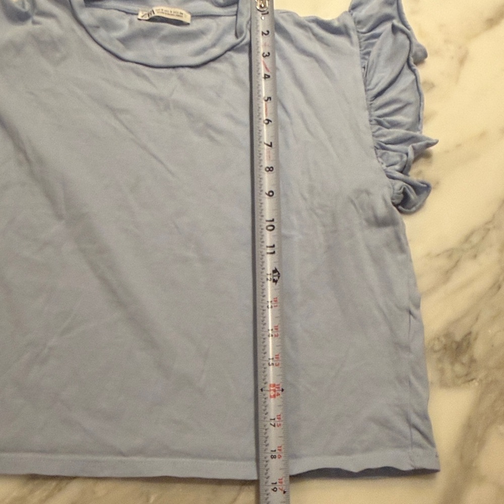 Light Blue Ruffled Sleeve Top - Picture 5 of 6